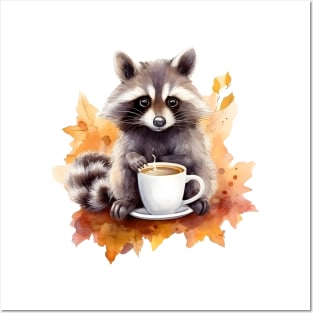 Coffee raccoon fall vibes Posters and Art